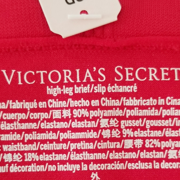 Victoria's Secret High Leg Brief High Waist Red Panty Gold Iconic V Logo NWT - Picture 8 of 12